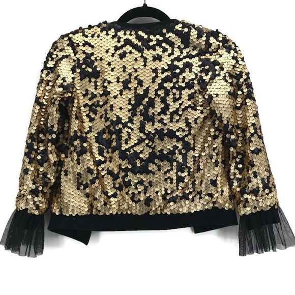 Art Class Girls Gold and Black Flip Sequin Jacket - Picture 2 of 6